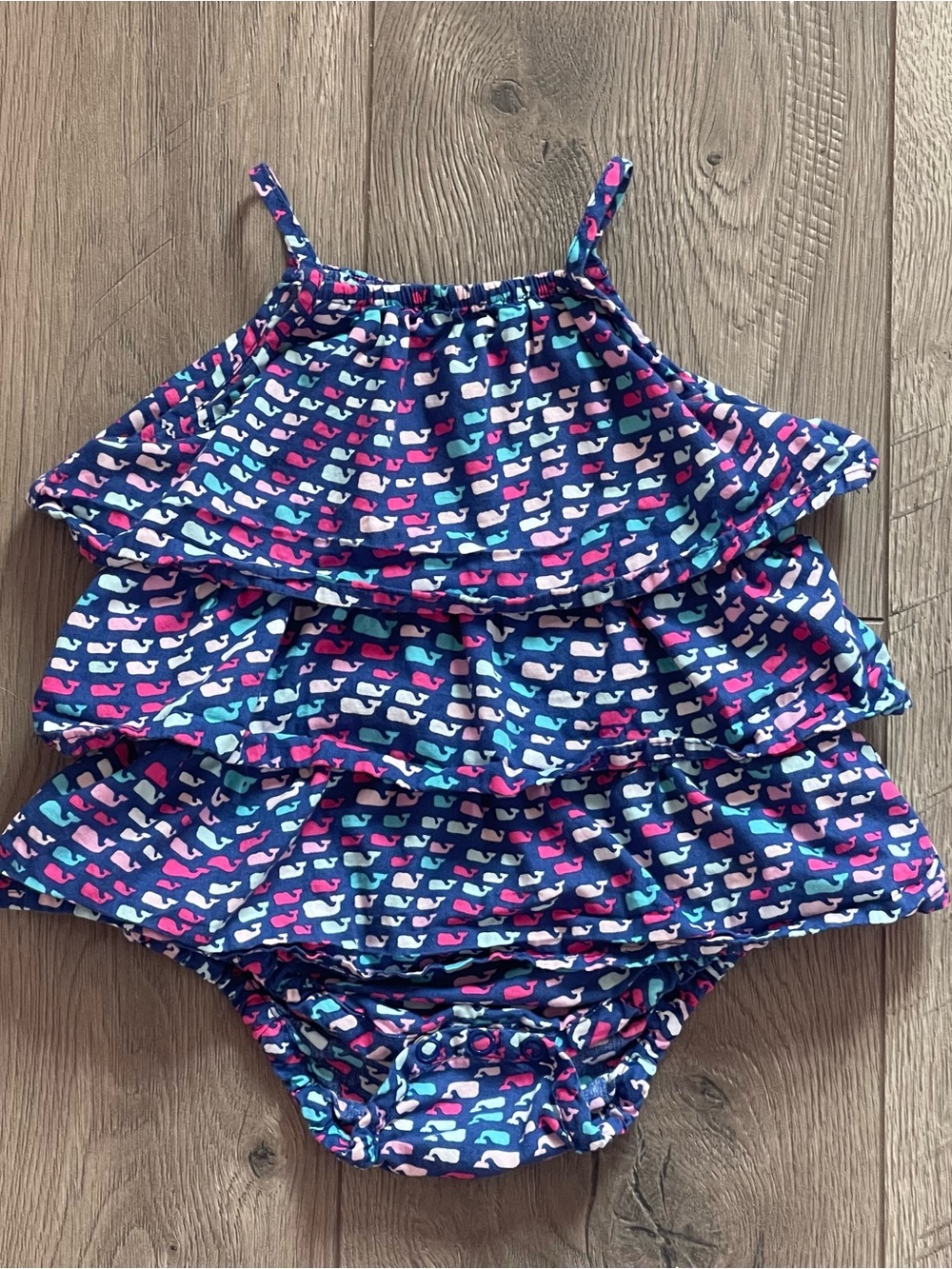 Vineyard Vines for Target Pink and Blue Whale Print 3-6m Ruffle Bubble Romper